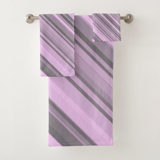 Purple Grey Stripes Towel (Insitu)