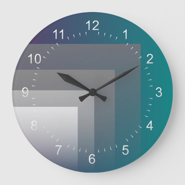 purple grey teal large clock (Front)