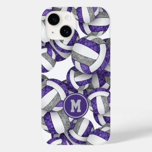 Purple grey team colours girly volleyballs Case-Mate iPhone 14 case