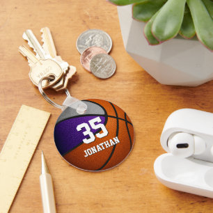 purple grey team colours realistic basketball key ring