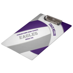 purple grey team colours volleyball coach clipboard