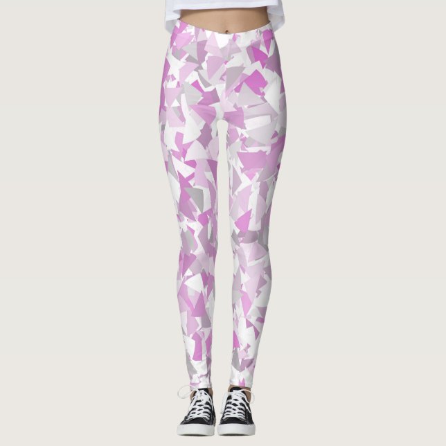 Purple Grey Triangle Pattern Leggings (Front)