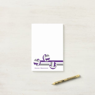 purple grey volleyballs stripes coach name post-it notes