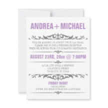 Purple & Grey Wedding Reception ONLY Invitations