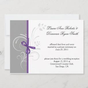 Purple Grey White Floral Swirls Post Weddi Invitation