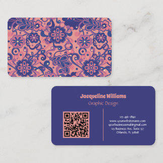 Purple Groovy Psychedelic 60s 70s Floral  Business Card