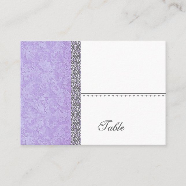Purple Grunge Damask Place Card - Wedding Party (Front)