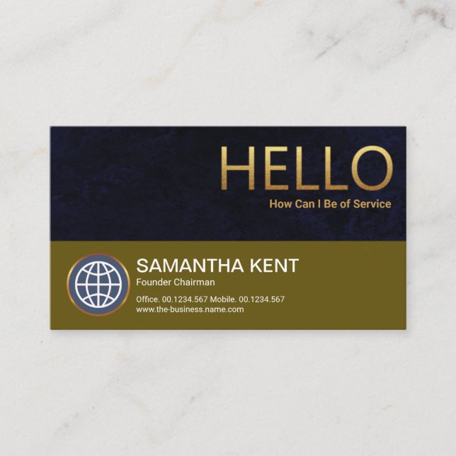 Purple Grunge Layer Gold Hello Founder CEO Business Card (Front)