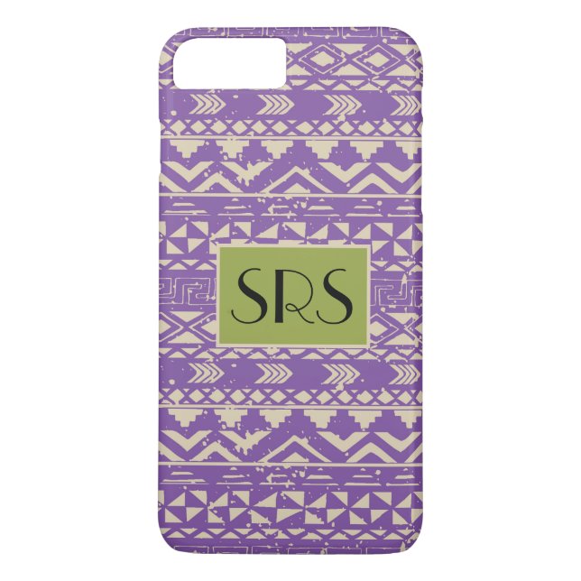 Purple Grunge Pattern Monogram Case-Mate iPhone Case (Back)
