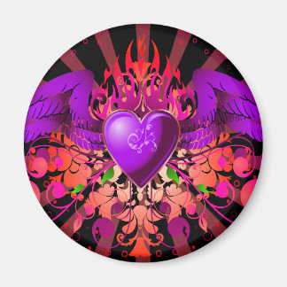 Purple Grunge Winged Heart Design Magnet