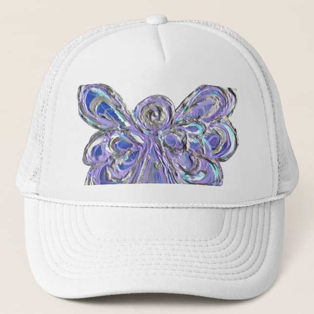 Purple Guardian Angel Custom Art Hat or Cap (Front)
