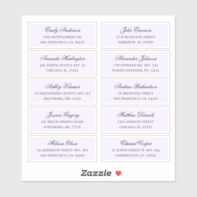 Purple guests name address. Wedding shipping label (Sheet)