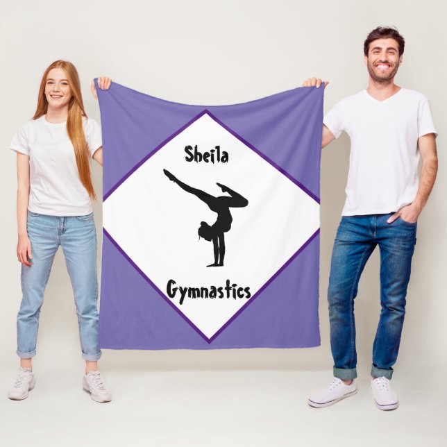 Purple Gymnastics Personalised  Fleece Blanket (In Situ)