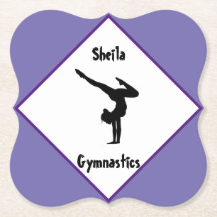 Purple Gymnastics Personalised Paper Coaster