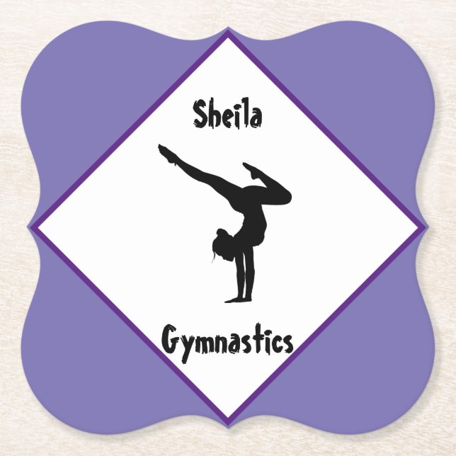 Purple Gymnastics Personalised    Paper Coaster (Front)