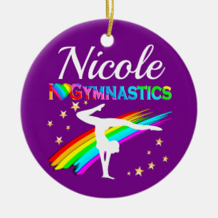 PURPLE GYMNASTICS SUPER STAR DESIGN CERAMIC TREE DECORATION