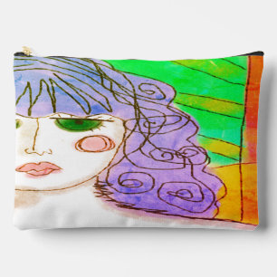 Purple Hair Abstract Art Accessory Pouch