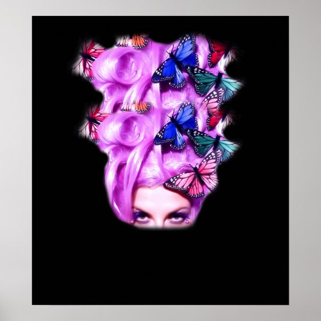 Purple Hair Butterfly Lady  Poster/Print 5 Poster (Front)