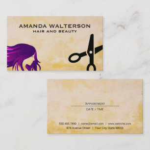Purple Hair Scissors Appointment Card