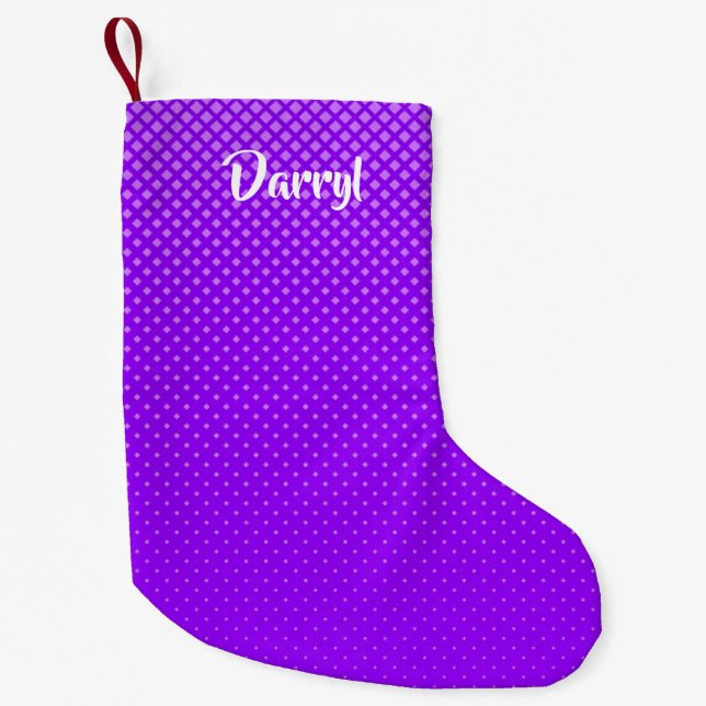 Purple halftone pattern small christmas stocking (Front)