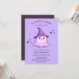 Purple Halloween A Little Boo Baby Shower Invitation
