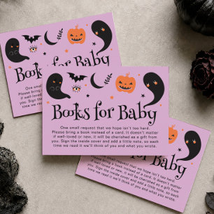 Purple Halloween Baby Shower Books for Baby Enclosure Card