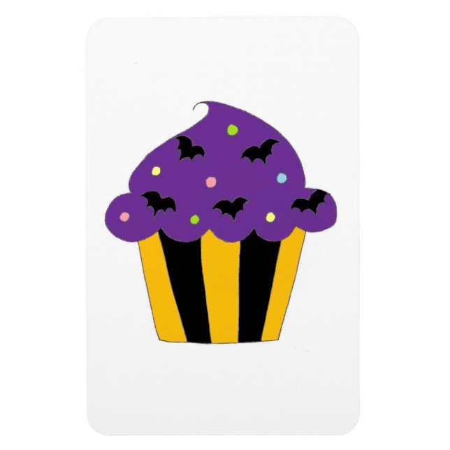 Purple Halloween Bats Cupcake Magnet (Vertical)