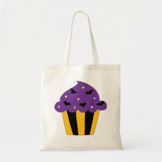Purple Halloween Bats Cupcake Tote Bag