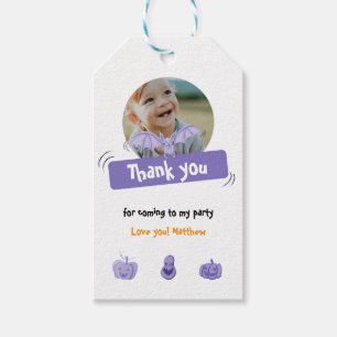 Purple Halloween birthday party thank you Gift Tags