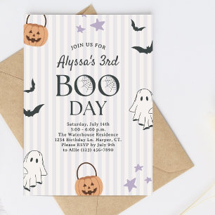 Purple Halloween Boo Kids Birthday Party Invitation