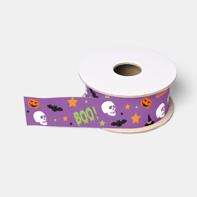 Purple Halloween Characters  Grosgrain Ribbon (Spool)