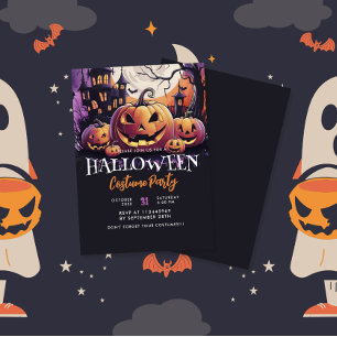 Purple Halloween Costume Party Invitation