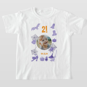 Purple Halloween custom with photo, age & birthday T-Shirt