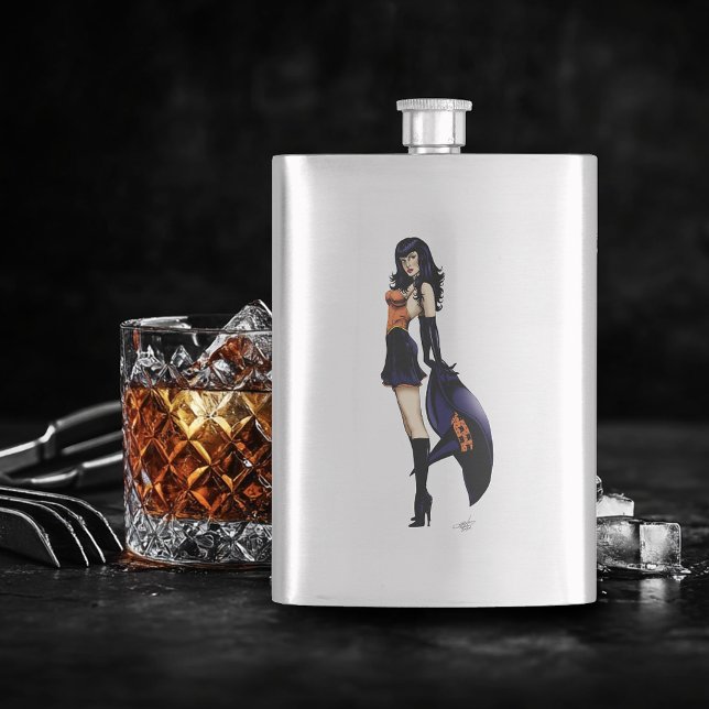 Purple Halloween Cute Witch Hip Flask (Creator Uploaded)