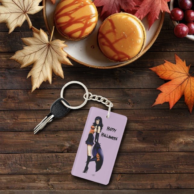 Purple Halloween Cute Witch Key Ring (Creator Uploaded)
