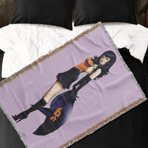 Purple Halloween Cute Witch Throw Blanket