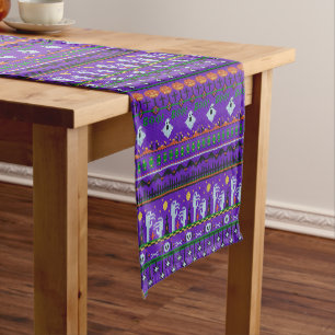 Purple Halloween decoration for Halloween party Short Table Runner