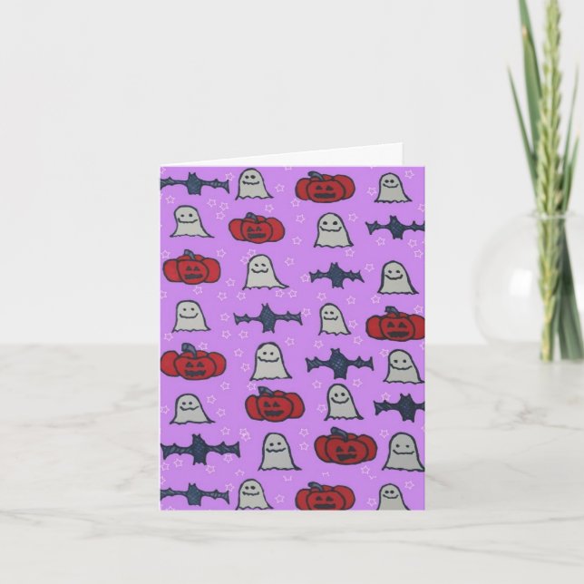 Purple Halloween Fun Print  Card (Front)