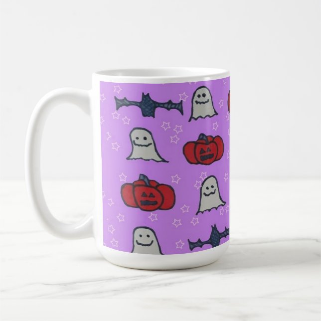 Purple Halloween Fun Print  Coffee Mug (Left)