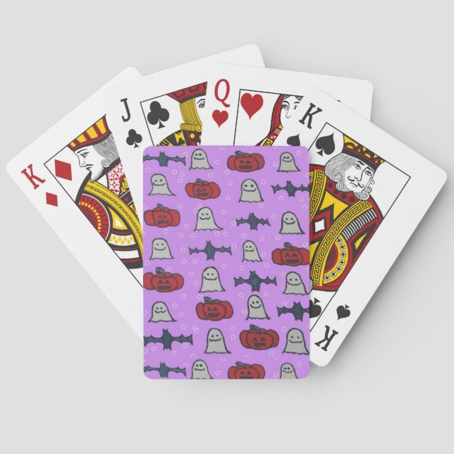 Purple Halloween Fun Print  Playing Cards (Back)