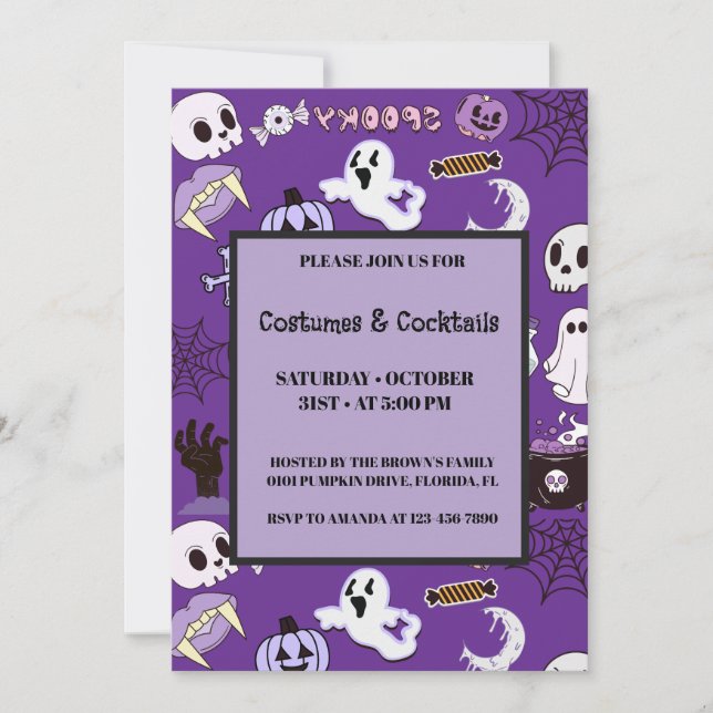 Purple Halloween Invitation (Front)