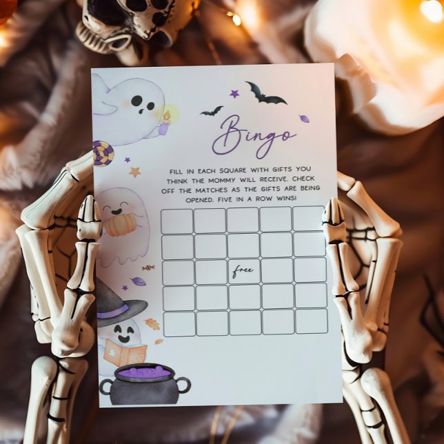 Purple Halloween Little Boo Baby Shower Bingo Game (A Little Boo Baby Shower Bingo Game
)