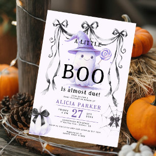 Purple Halloween little boo neutral baby shower Invitation