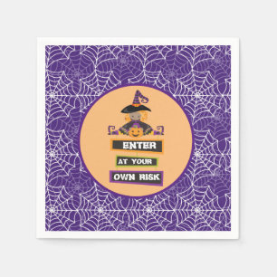 Purple Halloween party paper napkins, napkin