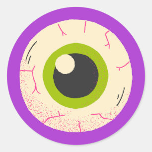 Purple Halloween Quirky Cute Spooky Eyeball Classic Round Sticker
