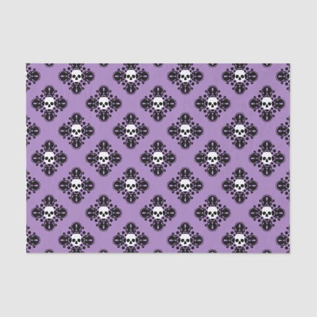 Purple Halloween skull pattern Tissue Paper (Front)
