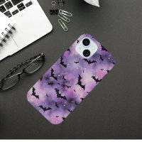 Purple Halloween Sky with Bats – Spooky Cute