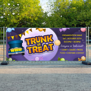 Purple Halloween Trunk or Treat Candy Frame Banner
