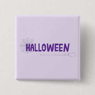 Purple Halloween Vibes with Whimsical Broom Design 15 Cm Square Badge