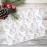 Purple Hand Drawn Christmas Snowman Tissue Paper<br><div class="desc">Winter colours of purple and light blue are used in making this snowman seamless pattern design.  Hand drawn illustration of a cute snowman with top hat,  scarf,  and carrot nose.  He stands on a hill of snow near a Christmas tree with a star.  "Merry Christmas!" is included.</div>